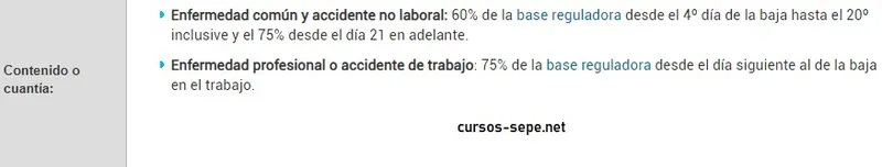 Importes oficiales establecidos por la Seguridad Social Española para la Incapacidad Temporal de un trabajador (Extinción de la relación laboral) 