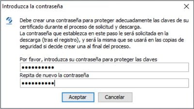 Contraseña para procesar la solicitud de certificado